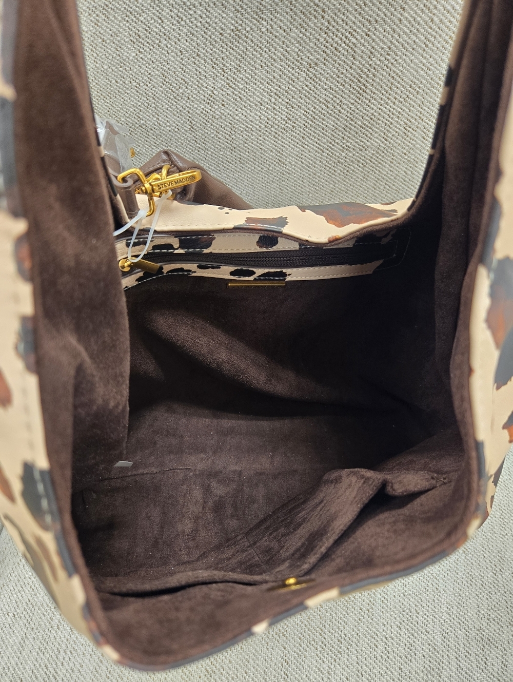 Steve Madden Cow-Print Hobo Handbag - Picture 2 of 6